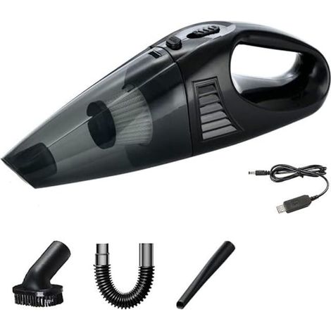 Aspirateur à main pour voiture – Petit aspirateur à main haute puissance 12 V – avec divers accessoires – pour voiture et maison – Noir (1/5)