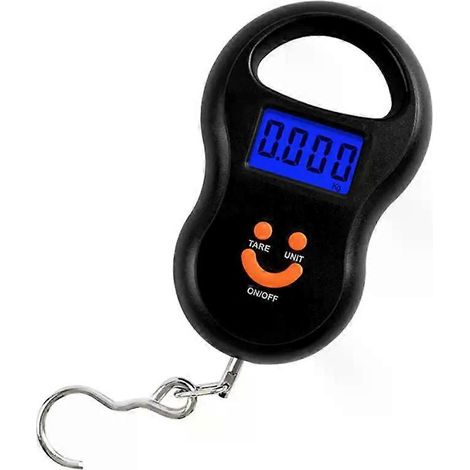 HONORNIC - Balance portable 50 kg 10 g à suspendre, balance numérique rétroéclairée, poids de pêche électroniques, balance de poche, balance à bagages, noire