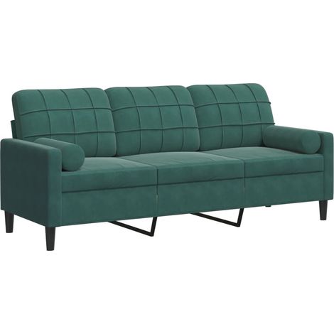 Canapé 3 places,Sofa pour Salon,Banquette avec oreillers vert foncé 180 cm velours CFW384953 (1/5)