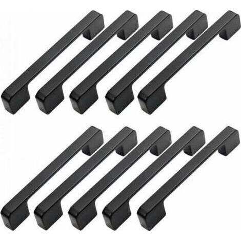 10pcs Poignée Meuble Entraxe 128mm-Poignée Porte Cuisine Noire Poignee Barre Meuble Poignee De Cuisine Noire 128mm (1/4)