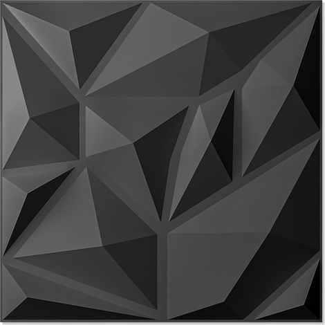 Lot de 20 Panneaux Muraux 3D,PVC Diamant Revêtement Mural pour Décoration Murale Intérieure, pour jeux Vidéo ,Salon ,Fond Mural TV ,30 x 30 cm,Noir (1/5)