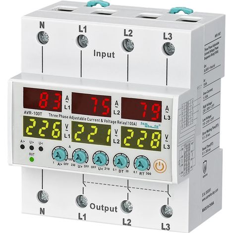 AVR-XXTF 3x380V+ 63A, 80A, 100A, 80A Überstrom- und Neutralleiterspannungsschutzrelais mit Phasenfolgesteuerung (1/5)