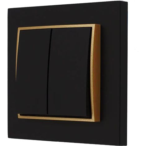 Interruptor doble con marco Karlik Mini, negro mate/dorado (1/5)