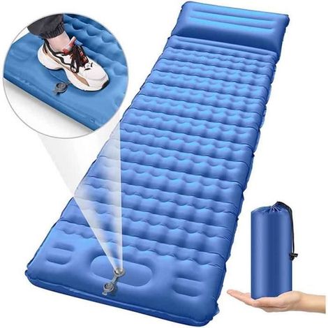 Matelas de Camping Gonflable - Autogonflant - 205x70x10 cm - Imperméable - Pompe Intégrée - 2 Places (1/4)