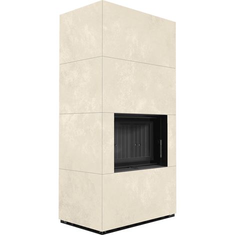 Kaminbausatz KRATKI FLOKI BOX 8 kW Ø 160 Quarzsinter OXIDE BIANCO schwarz Verkleidung (1/5)