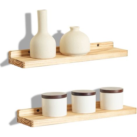 Juego de 2 estantes flotantes Freezing Point, madera natural, estante de pared de 30 cm, coleccionable, baño, esquina del dormitorio, carbonizado (1/5)