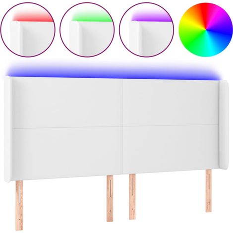 Maison Exclusive - LED Kopfteil Weiß 183x16x118/128 cm Kunstleder (1/5)