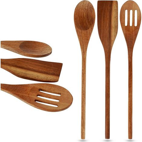 Set di 3 spatole da cucina e cucchiai in legno. (1/5)