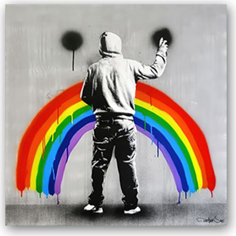 Tableau arc-en-ciel sur toile, style street art, graffiti, décoration murale, impression sur toile, style moderne, salon (cadre non inclus), 40 x 50 (1/3)