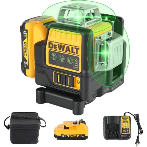 DEWALT DW089LG Livella Laser Verde 12V 3x360° per Cantiere - con Batteria, Caricatore