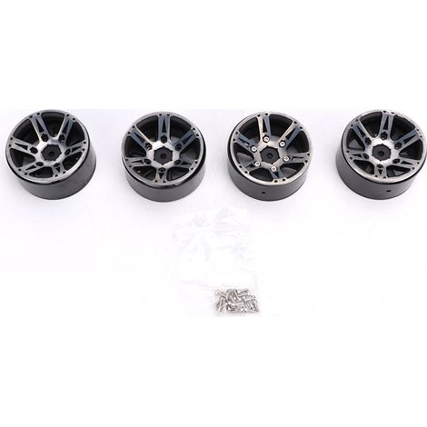 4 pièces Jantes Métal Haute Résistance 5.2CM pour Modèles Voiture RC 1/10 (Noir) (1/5)
