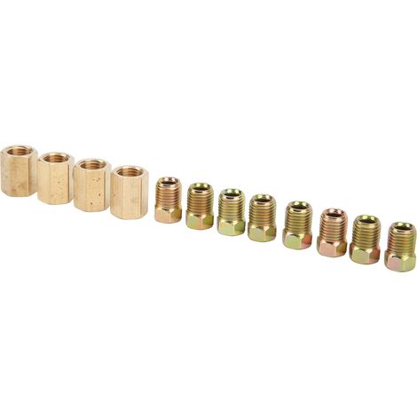 Kit 12 pièces raccords de ligne de frein, filetage 3/8 pouce-24, 4 unions et 8 écrous, laiton universel pour tube 3/16 pouce (1/5)