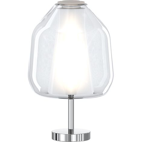 Lampada Contemporanea Double Skin Beta Metallo Cromo Vetro Trasp. 1 Luce E27