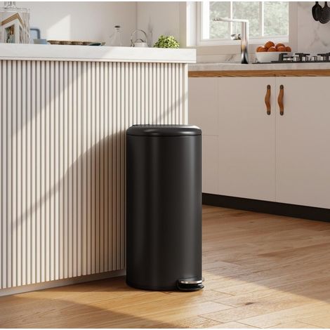 Pattumiera a pedale 30 L con chiusura soft e secchio interno, nera HAVRYA (1/5)