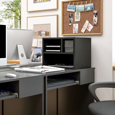 Supporto per stampante, mobile contenitore per ufficio, 3 scomparti aperti, 40 x 30 x 36 cm, nero