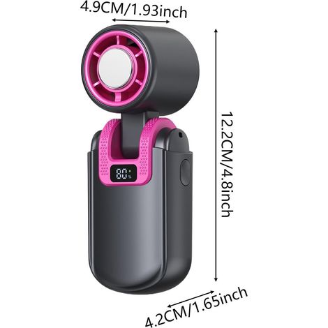 Ventilatore Portatile Pieghevole – 5 Velocità, Display Digitale, USB Ricaricabile – ABS Grigio, Design Moderno e Silenzioso – Ideale per Ufficio e Viaggi (1/4)