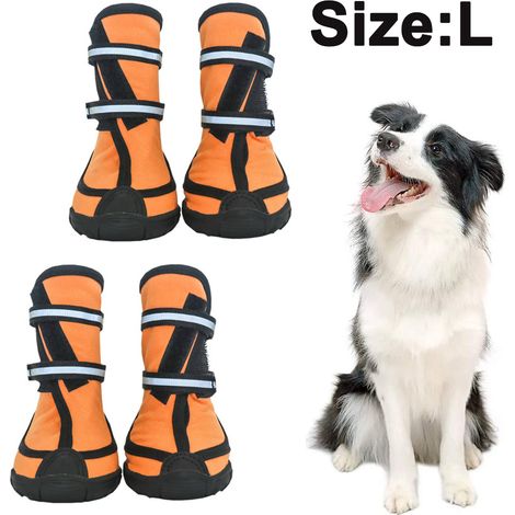 Chaussons Pour Chien - Imperméables Respirants avec Bandes Réfléchissantes - Antidérapants - Lot de 4 (1/5)