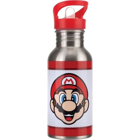 Botella de agua metálica Paladone Super Mario con pajita (1/3)