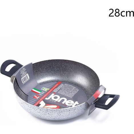 Trade Shop - Padella Alta Tegame Rivestimento Antiaderente 7 Strati Con 2 Manici ø 16-20-24-28-32 Cm -     -28 Cm  -