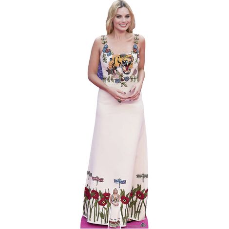 Figurine en carton Margot Robbie - Robe de Soirée Blanche - Actrice Australienne - Haut 169 cm (1/5)