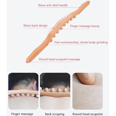 Rouleau de Massage en Bois de Hêtre pour la Relaxation Musculaire et la Stimulation des Points d'Acupression (1/5)