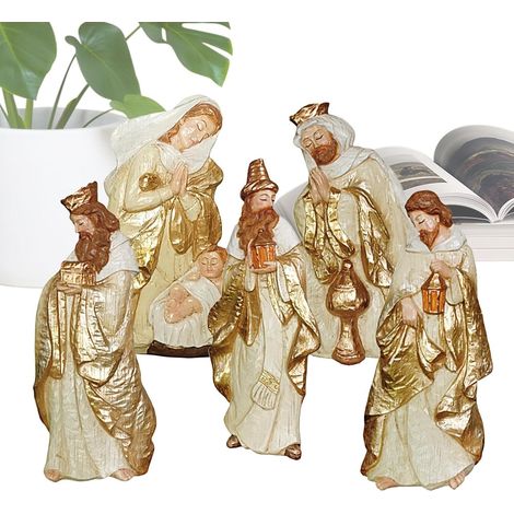 Ensemble De Crèche De Noël - 5 Pièces Figurines Collectionnables en Résine (1/5)