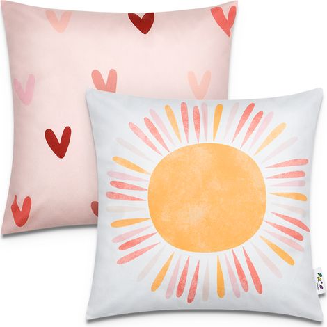 Paco Home Juego De 2 Fundas Cojín 45x45 Cojín Funda Cojín Sofá Niños Diferentes Motivos 2pcs-Set, Multicolore 2