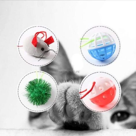 Tapis de Jeu Mobile Tente de Chat Activité Lit Rembourré pour Animal Domestique avec Jouet Suspendus Clochettes/Balles/Souris (1/4)
