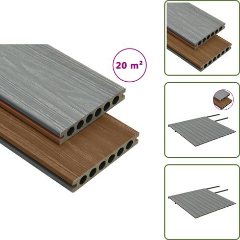 The Living Store Panneaux de terrasse et accessoires WPC Marron/gris 20 m² 2,2 m - Panneau de terrasse (1/5)