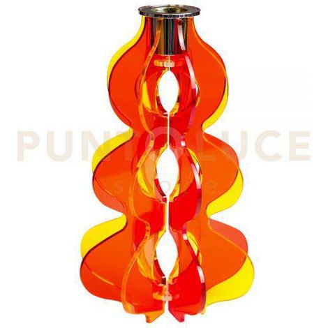 CANDELABRO GRANDE IRIDE ARANCIO IN CRISTALLO ACRILICO