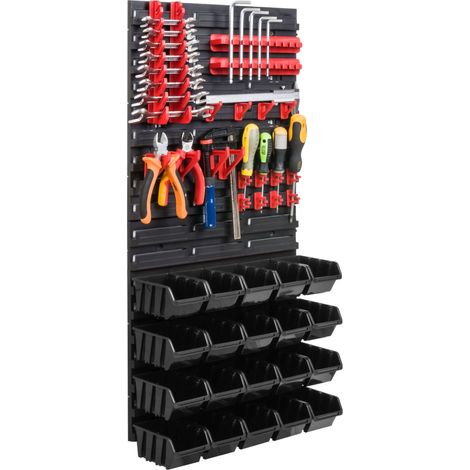 Panneau à outils d'atelier 78x39 cm + 20 plateaux (1/5)