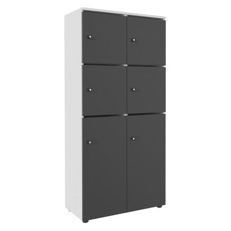 Casier flexycaz 8 cases blanc -2 x 4 cases l 80 x p 42 x h 173,5 + pass - 4 portes individuelles + 2 doubles - Carbone - Maxiburo