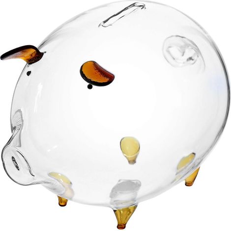 Pot à monnaie en verre transparent en forme de cochon pour ranger les pièces de monnaie (1/5)