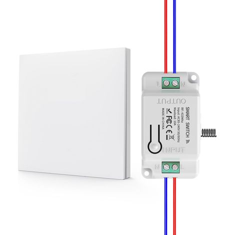 Kit d'interrupteurs d'éclairage sans fil,Interrupteur sans fil auto-alimenté,Interrupteur sans fil sans pile, Interrupteurs à rebond automatique, aucun câblage requis(1key 1receiver - blanc) (1/5)