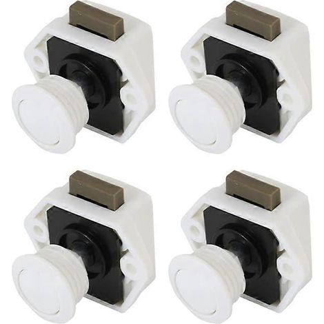Lot de 4 loquets à bouton-poussoir, mini serrure sans clé pour tiroirs et portes de placards (1/5)