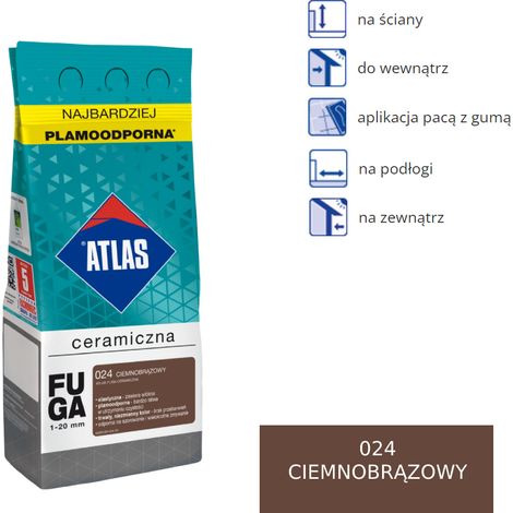 Stucco per ceramica Atlas - 024 marrone scuro 2 kg (1/3)