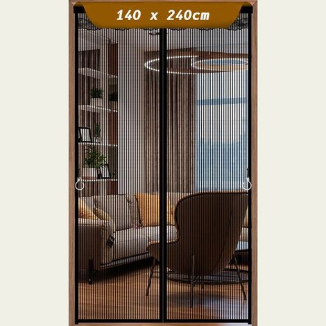 140x240cm Moustiquaire Magnétique Pour Porte, Rideau en Maille, Joint Magnétique de Haut en Bas avec Fermeture Automatique, Maintient l'air frais à l'intérieur- Noir (1/5)