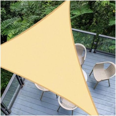 Dreieckiges Sonnensegel 3,6 x 3,6 x 3,6 m, sandfarben, wasserdichtes Gewebe mit 95 % UV-Schutz, für den Außenbereich, Garten, Terrasse und Pool (1/5)