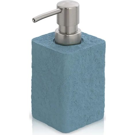 Dispenser sapone da appoggio turchese cobalto in resina effetto pietra (1/5)