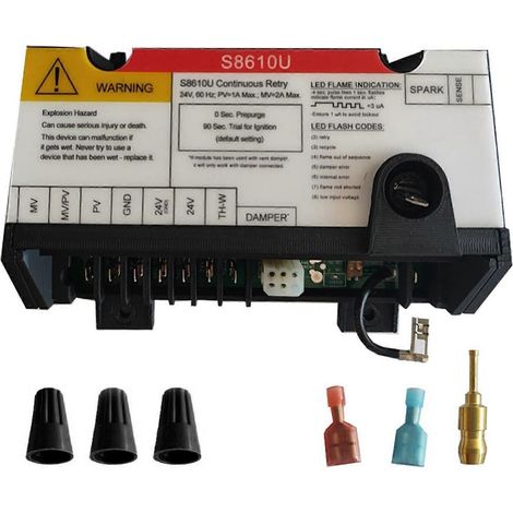 Compatible avec les contrôleurs d'allumage intermittent des chaudières Honeywell S8610U3009, S8610U1003 et du système. (1/5)