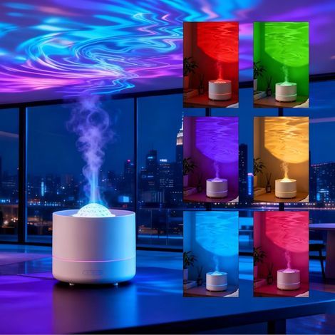 Essential Oil Diffuser, Electric Home Fragrance Diffuser with 7-Color LED Projection, 2-in-1 Essential Oil Diffuser & Lamp for Office, Living Room, Yoga, 200 ML