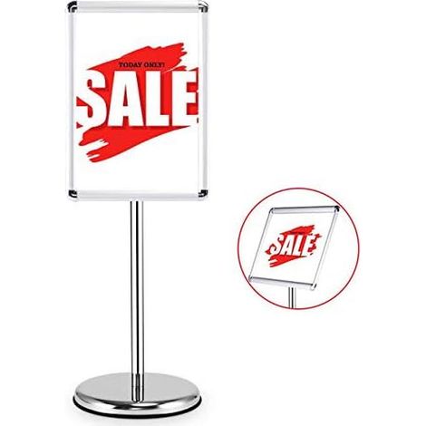 COSTWAY Porte Affiche sur Pied Présentoir sur Pied Rotation à 360 Degrés Réglable en Hauteur(A3/A4) (A3)