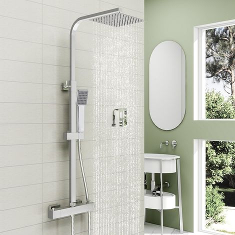 OCEAN ITALY Colonne Doccia Termostatiche, Sistema Doccia con Miscelatore Termostatico Colonna Doccia con Soffione 20x20cm e Doccetta 225x65mm Cromato