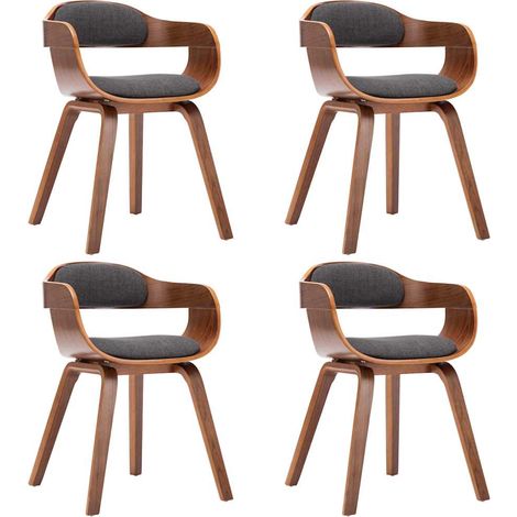 Maison Exclusive - Sedie da Pranzo 4 pz Grigio Scuro in Tessuto e Legno Curvato (1/5)