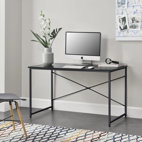 Mesa Escritorio Røros en MDF y metal 120 x 60 x 72 cm - Negro [en.casa] (1/5)