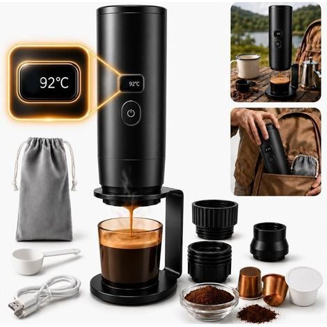 Machine à Café Portable Expresso 3-en-1, Pression 20 Bars, Batterie 7800mAh, Chauffage Sans Fil, Compatible Capsules et Café Moulu (1/5)