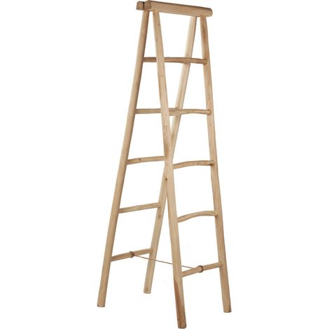 Porte-serviettes et linge 180 cm 5 niveaux en bois teck clair – ANKSA (1/5)