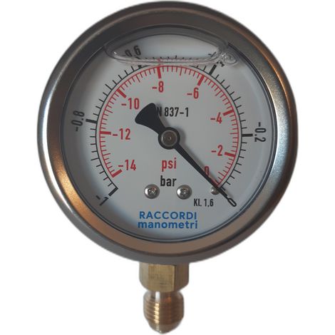 Manómetro de vacío inferior (-1 a 0 BAR) rosca 1/4" (1/5)