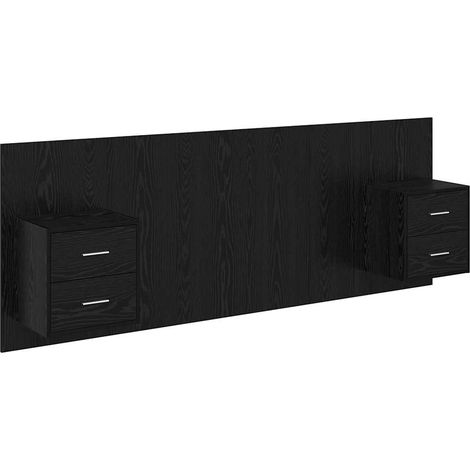 Headboard with Cabinet 3 pcs Black Oak Engineered Wood vidaXL