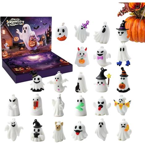 Calendrier De L'Avent Halloween  24 figurines fantômes cartoon  Halloween Calendrier de l'Avent à rebours  pour Adultes Étudiants Classe Prix Faveurs de Fête Décoration Maison (1/5)